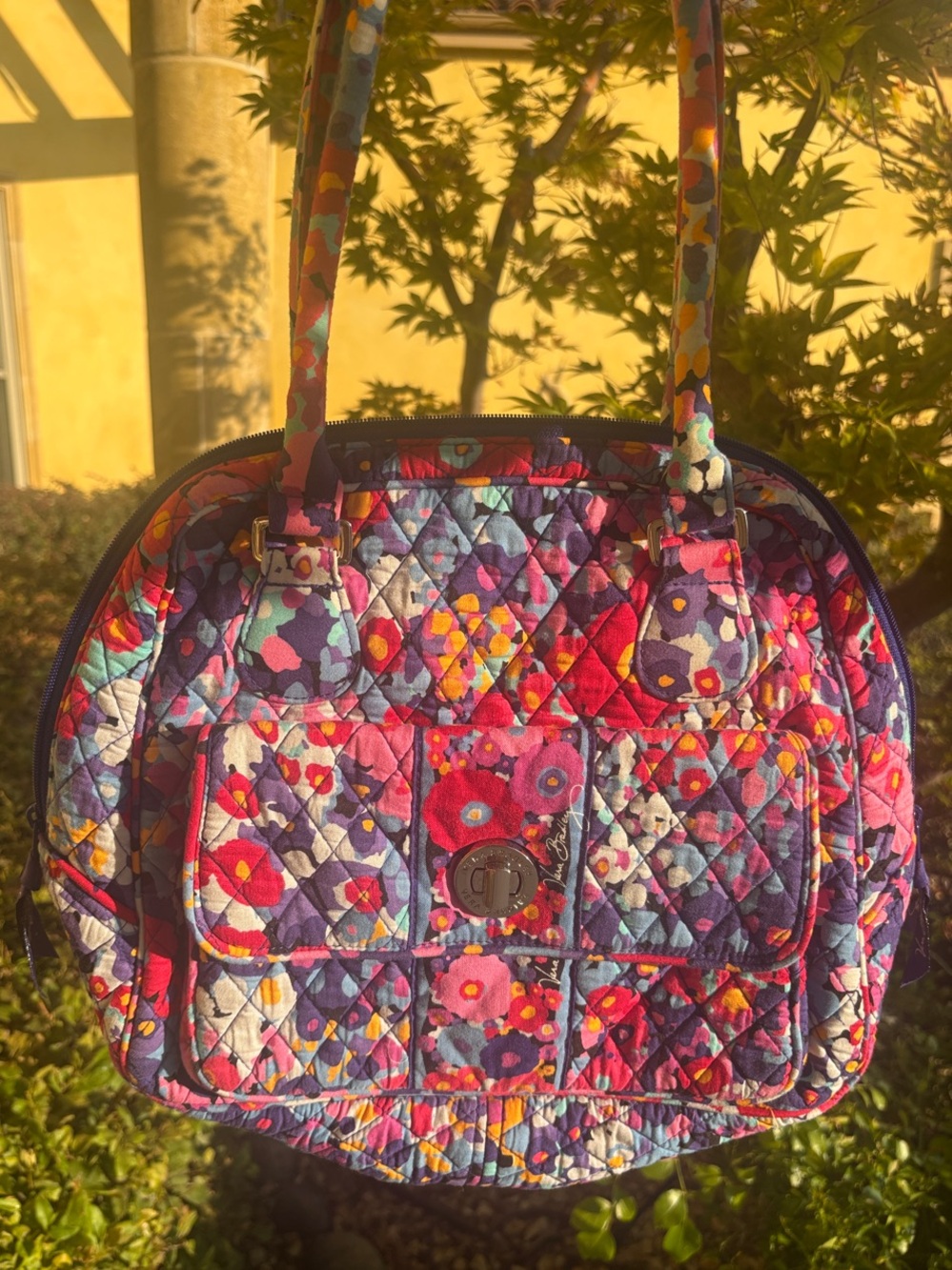 Vera Bradley Quilted Floral Dome Satchel - Pink, Purple, Red, Blue